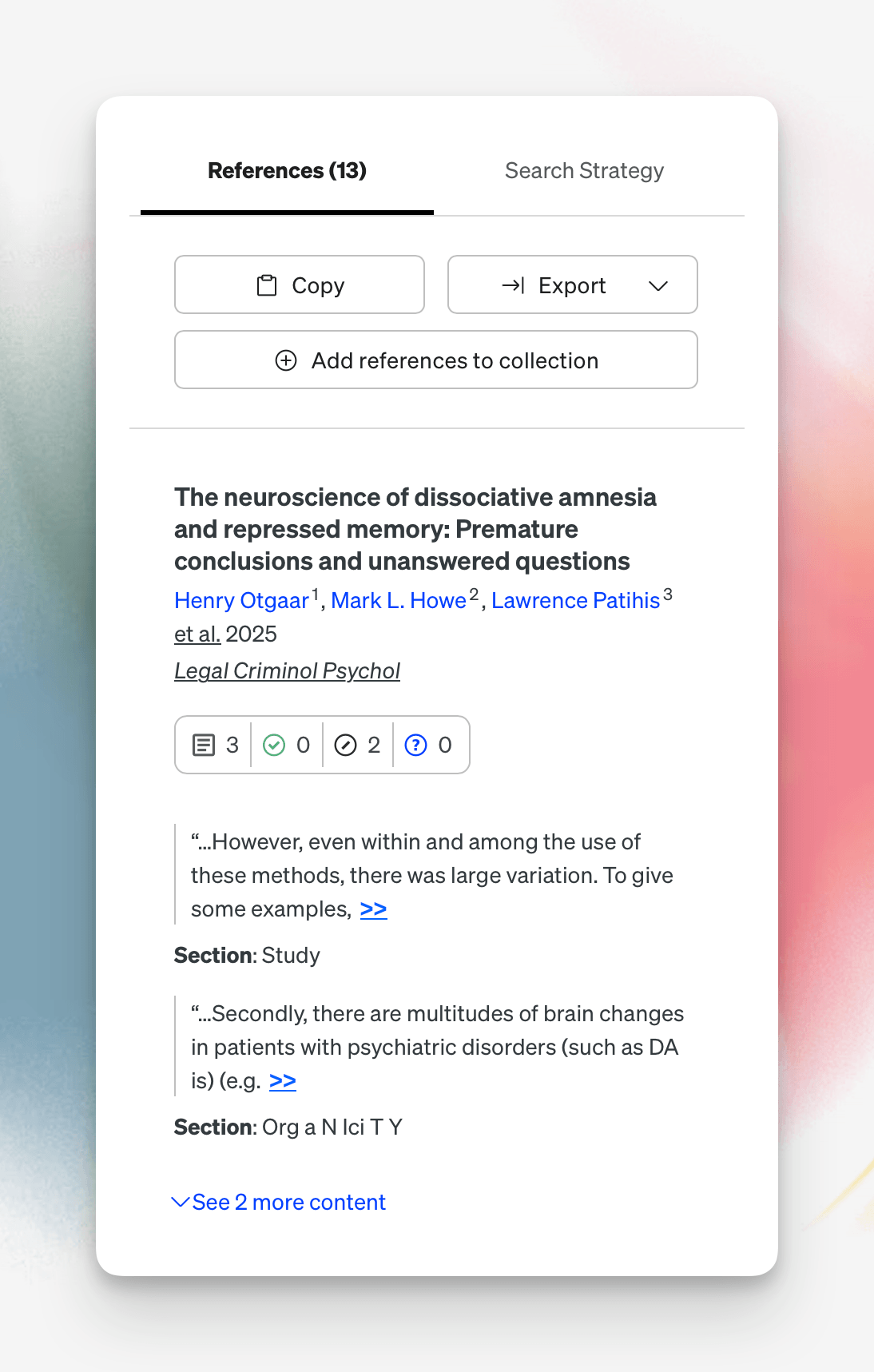 Assistant response with embedded references