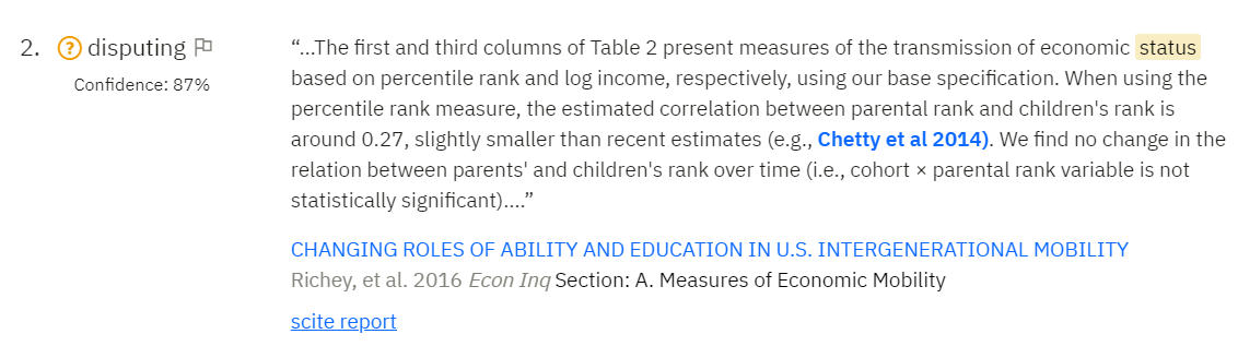 An example of a disputing citation statement